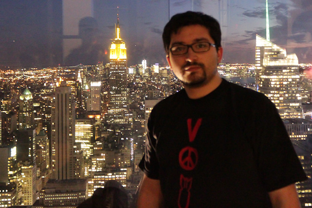 En el Top of The Rock, con el Empire State atrás En el Top of The Rock, con el Empire State atrás